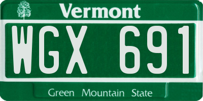 VT license plate WGX691