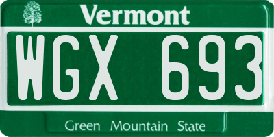VT license plate WGX693
