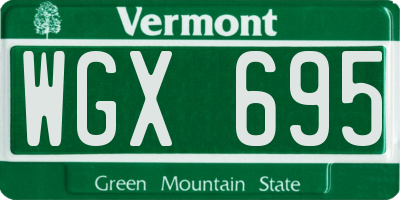 VT license plate WGX695