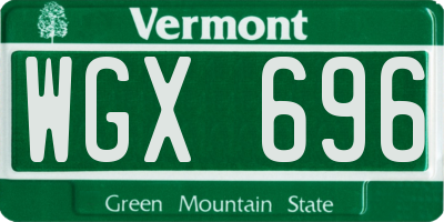 VT license plate WGX696