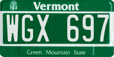 VT license plate WGX697