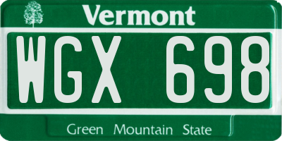 VT license plate WGX698