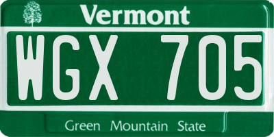 VT license plate WGX705