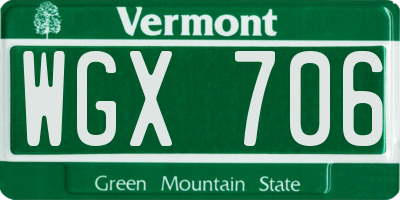 VT license plate WGX706