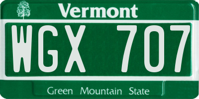 VT license plate WGX707