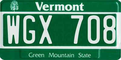 VT license plate WGX708
