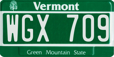 VT license plate WGX709