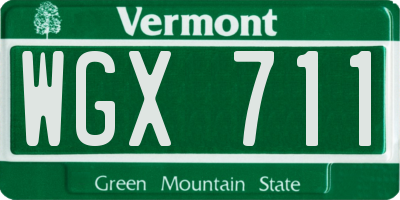 VT license plate WGX711