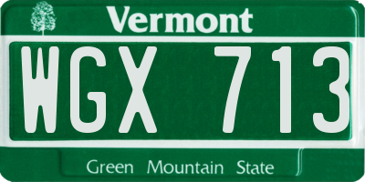 VT license plate WGX713