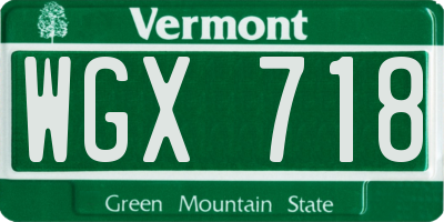 VT license plate WGX718