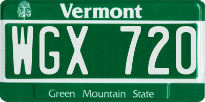 VT license plate WGX720
