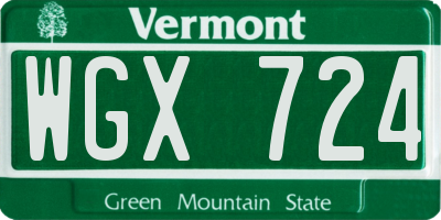 VT license plate WGX724