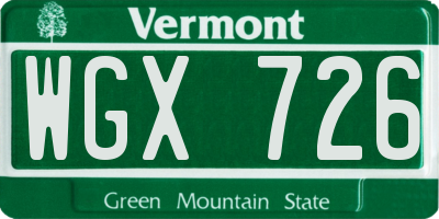 VT license plate WGX726