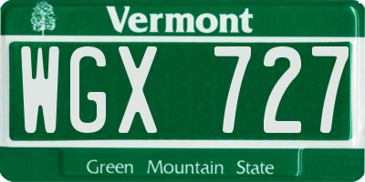 VT license plate WGX727
