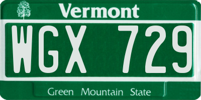 VT license plate WGX729
