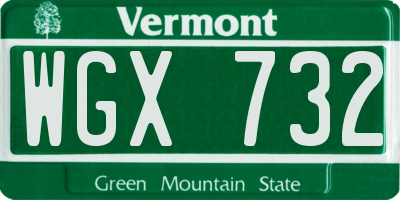 VT license plate WGX732