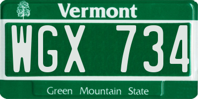 VT license plate WGX734