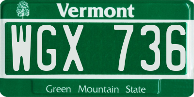 VT license plate WGX736