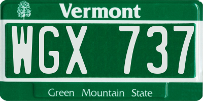 VT license plate WGX737