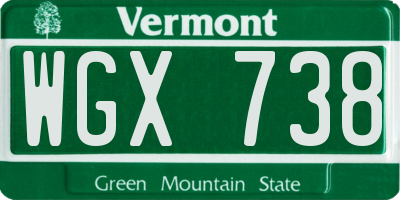 VT license plate WGX738