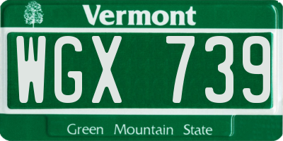 VT license plate WGX739
