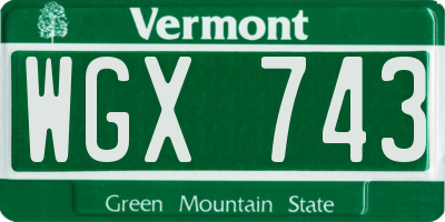 VT license plate WGX743