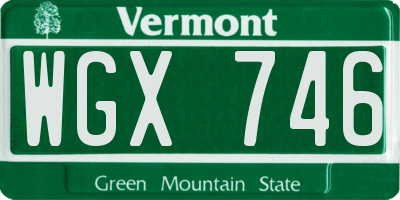 VT license plate WGX746
