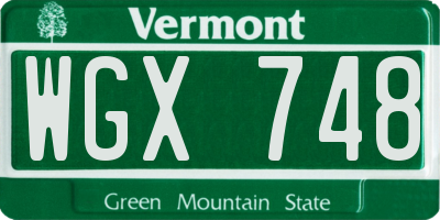 VT license plate WGX748