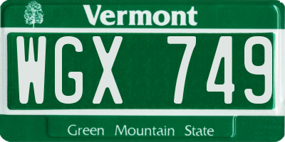 VT license plate WGX749