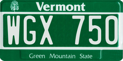 VT license plate WGX750