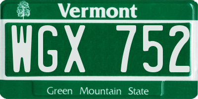 VT license plate WGX752