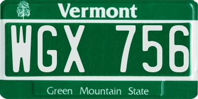 VT license plate WGX756