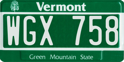 VT license plate WGX758