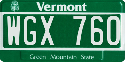 VT license plate WGX760