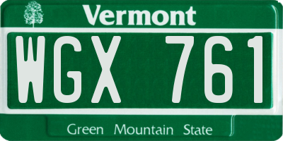 VT license plate WGX761