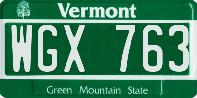 VT license plate WGX763