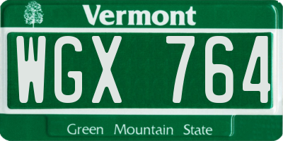 VT license plate WGX764