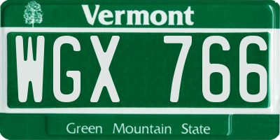 VT license plate WGX766
