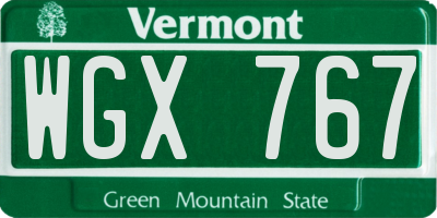 VT license plate WGX767