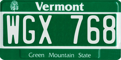 VT license plate WGX768