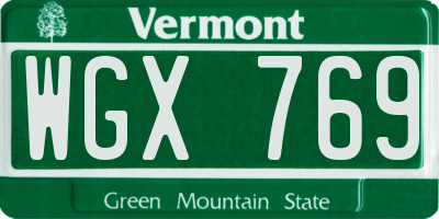 VT license plate WGX769
