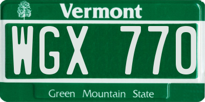 VT license plate WGX770