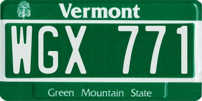 VT license plate WGX771
