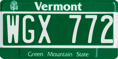 VT license plate WGX772