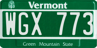 VT license plate WGX773