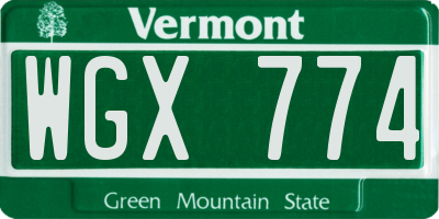 VT license plate WGX774