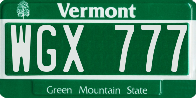 VT license plate WGX777