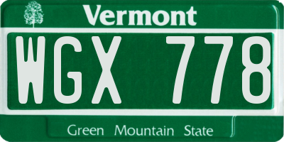 VT license plate WGX778