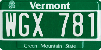 VT license plate WGX781