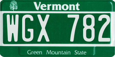 VT license plate WGX782